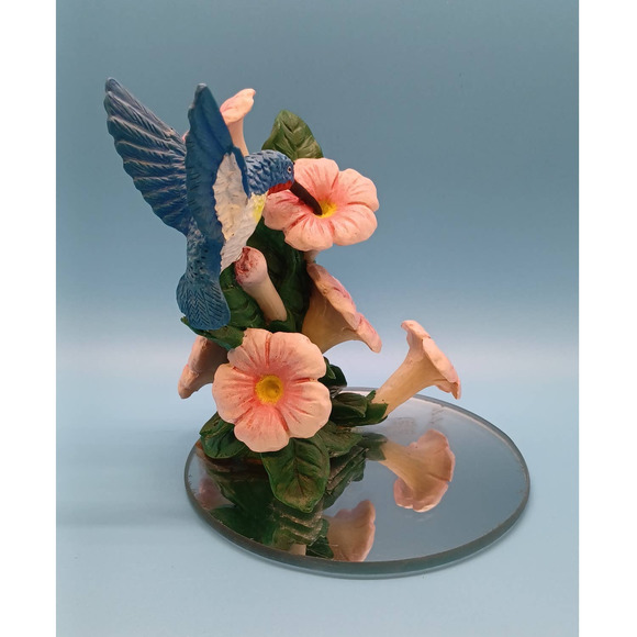 Hummingbird & Flowers on Round Mirror Base - Picture 7 of 10